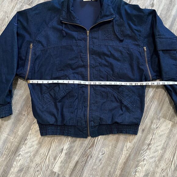 Nike Force Vintage Denim Bomber Jacket Men’s Small 90s Zip Up Made in Taiwan - Picture 4 of 13